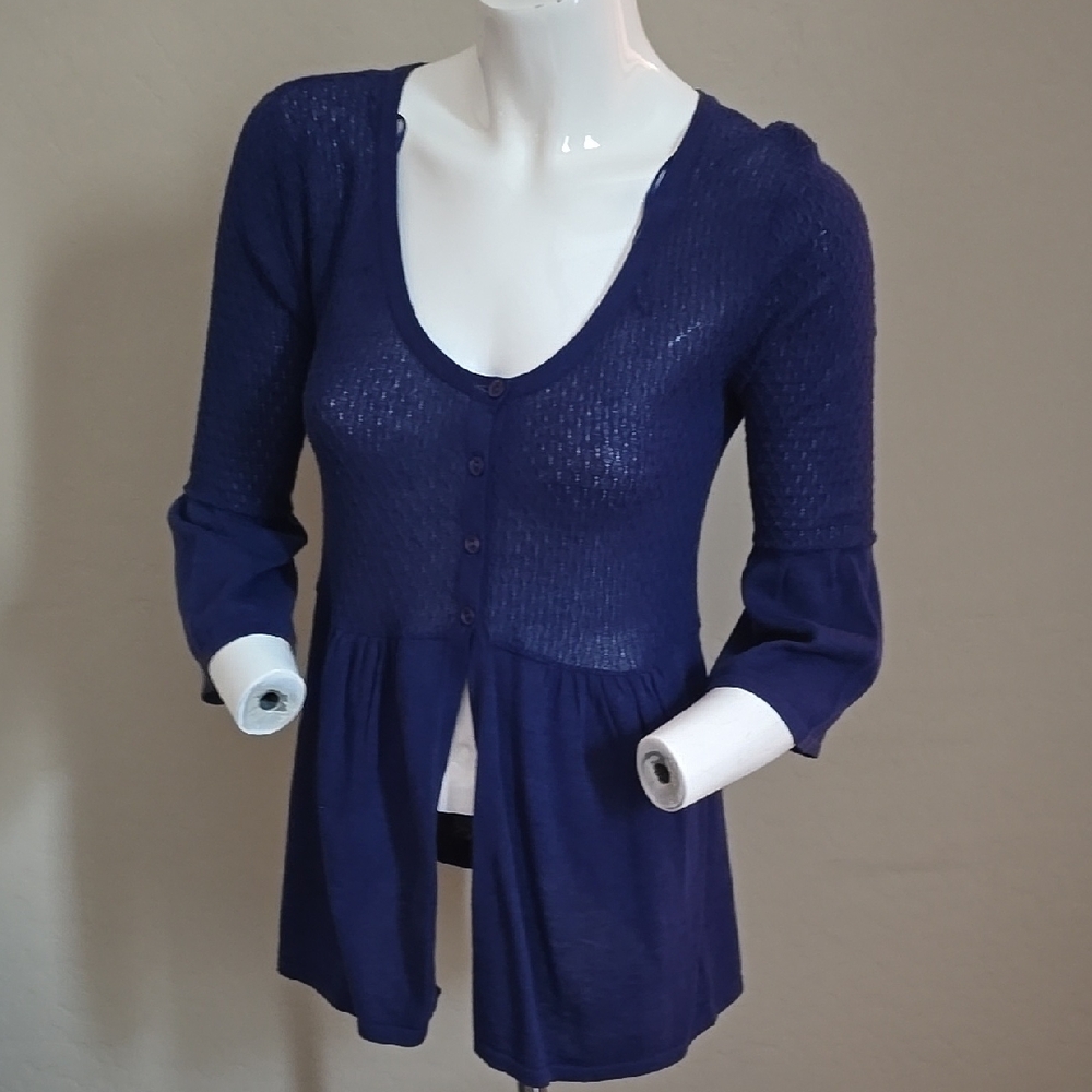 Guess Navy Blue Button-Up Cardigan